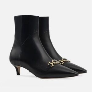 Gucci Zumi Nappa Charlotte Nero Black Leather Ankle Bootie